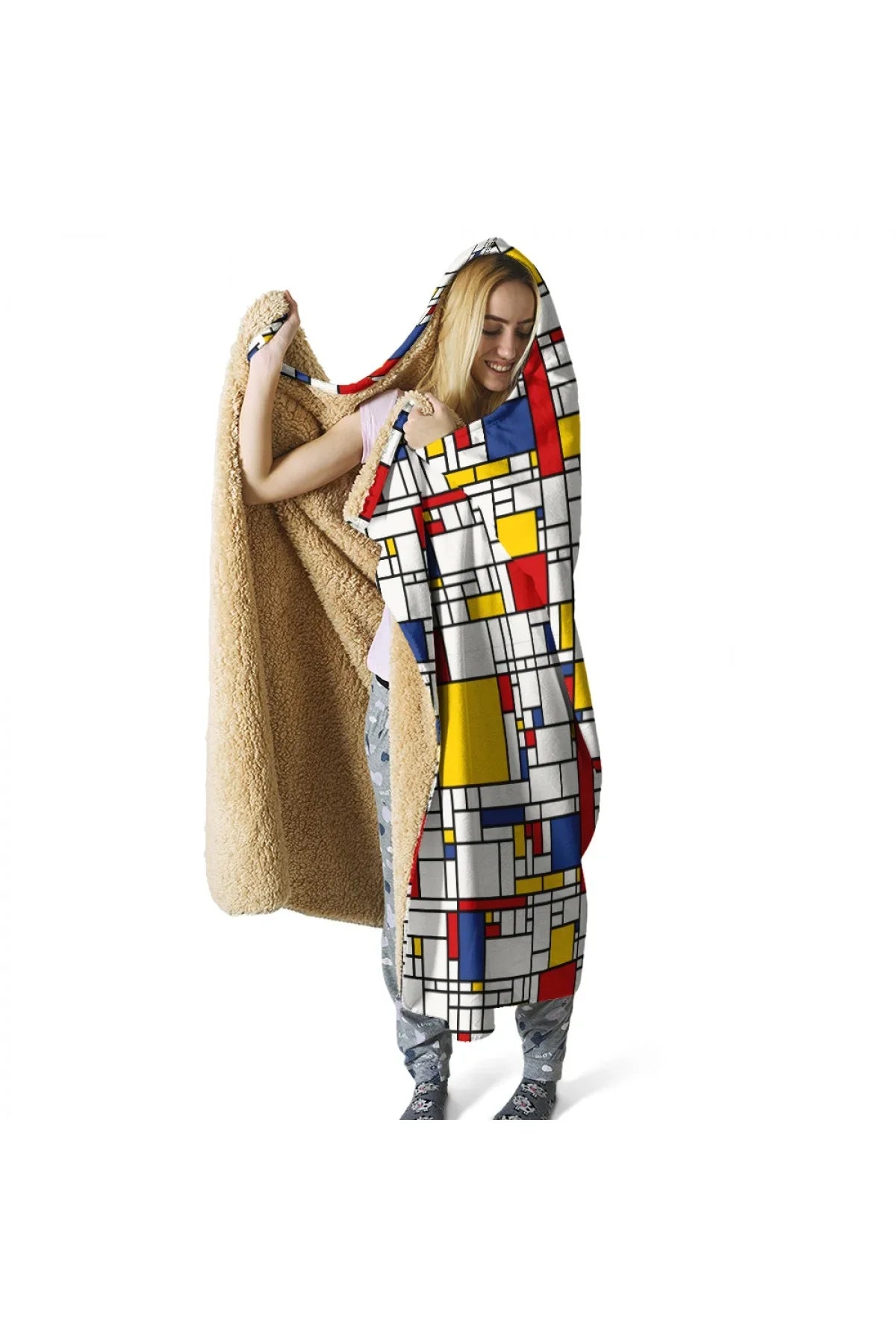 Piet Mondrian Kapşonlu Battaniye