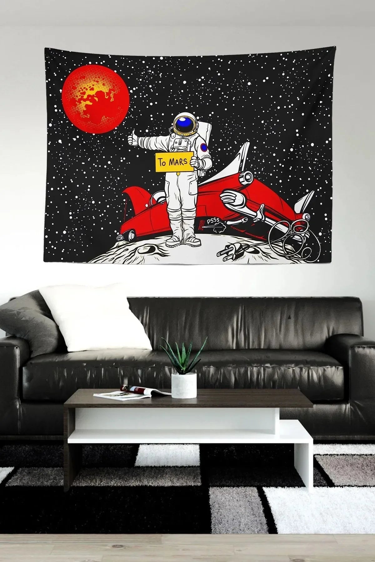 To Mars Siyah Duvar Örtüsü