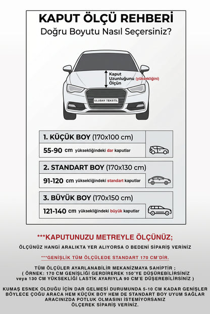 Türk Bayraklı Araç Kaput Bayrağı - Lastikli Esnek Kumaş, Ayarlanabilir Ölçü